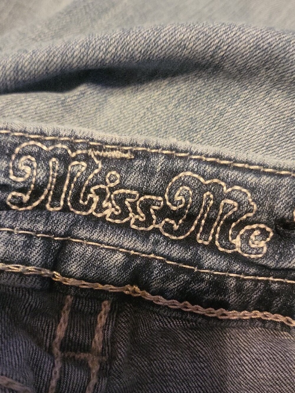 Miss Me Vintage Light Blue Bootcut Jeans with Silver Sequin Size 31 - Picture 12 of 12